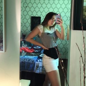 Striped shirt with fake pocket